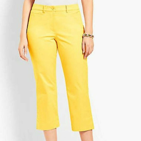 NWT TALBOTS YELLOW ZEST PEDAL PUSHER LENGTH PERFECT SKIMMER PANTS 16P - Picture 2 of 4